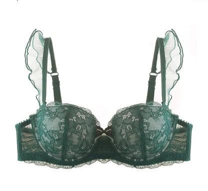 Délicatesse Française – Ensemble Lingerie Sexy en Dentelle : Soutien-Gorge Push-Up et Culotte Brodée